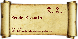 Kende Klaudia névjegykártya